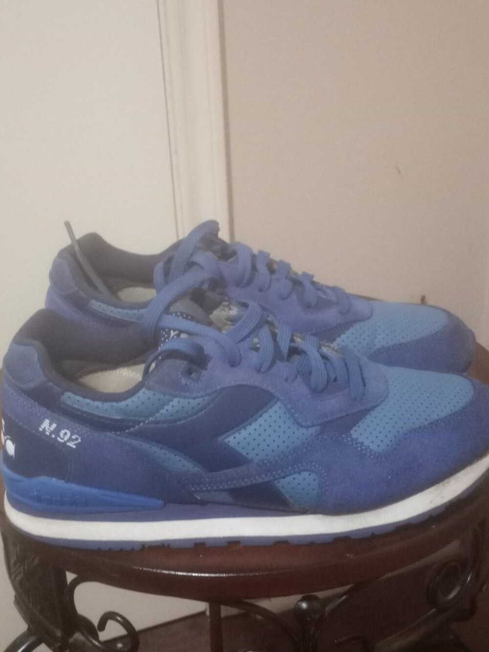 Diadora N.92 Shoes Mens Size 8.5 Suede Blue White Retro Running Sneakers